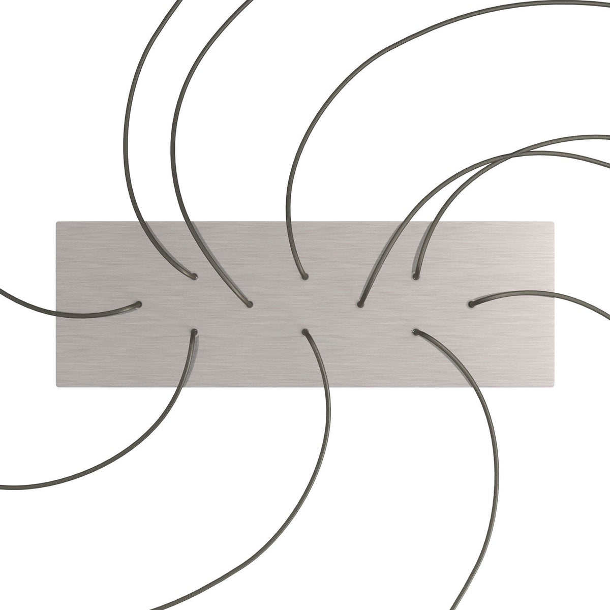 Rosone XXL Rose-One rettangolare a 10 fori e 6 fori laterali, dimensioni 675 x 225 mm - Dibond Acciaio satinato Bianco