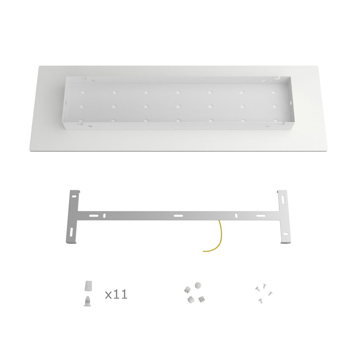 Rosone XXL Rose-One rettangolare a 11 fori e 6 fori laterali, dimensioni 675 x 225 mm - Dibond Bianco opaco Bianco