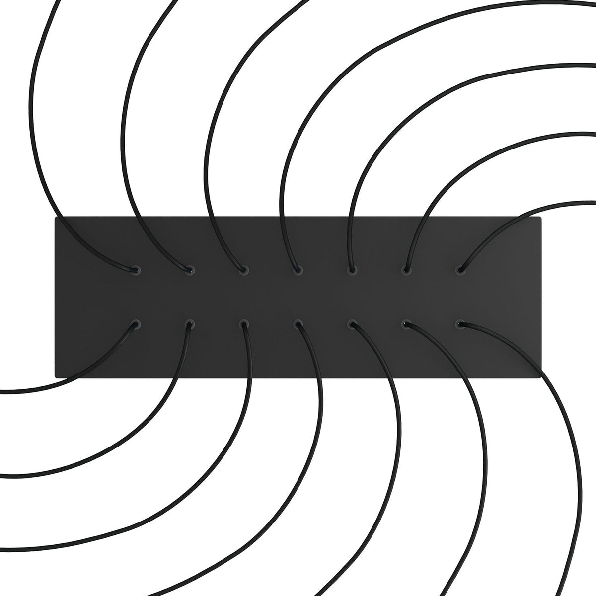 Rosone XXL Rose-One rettangolare a 14 fori e 6 fori laterali, dimensioni 675 x 225 mm - Dibond Nero opaco Bianco