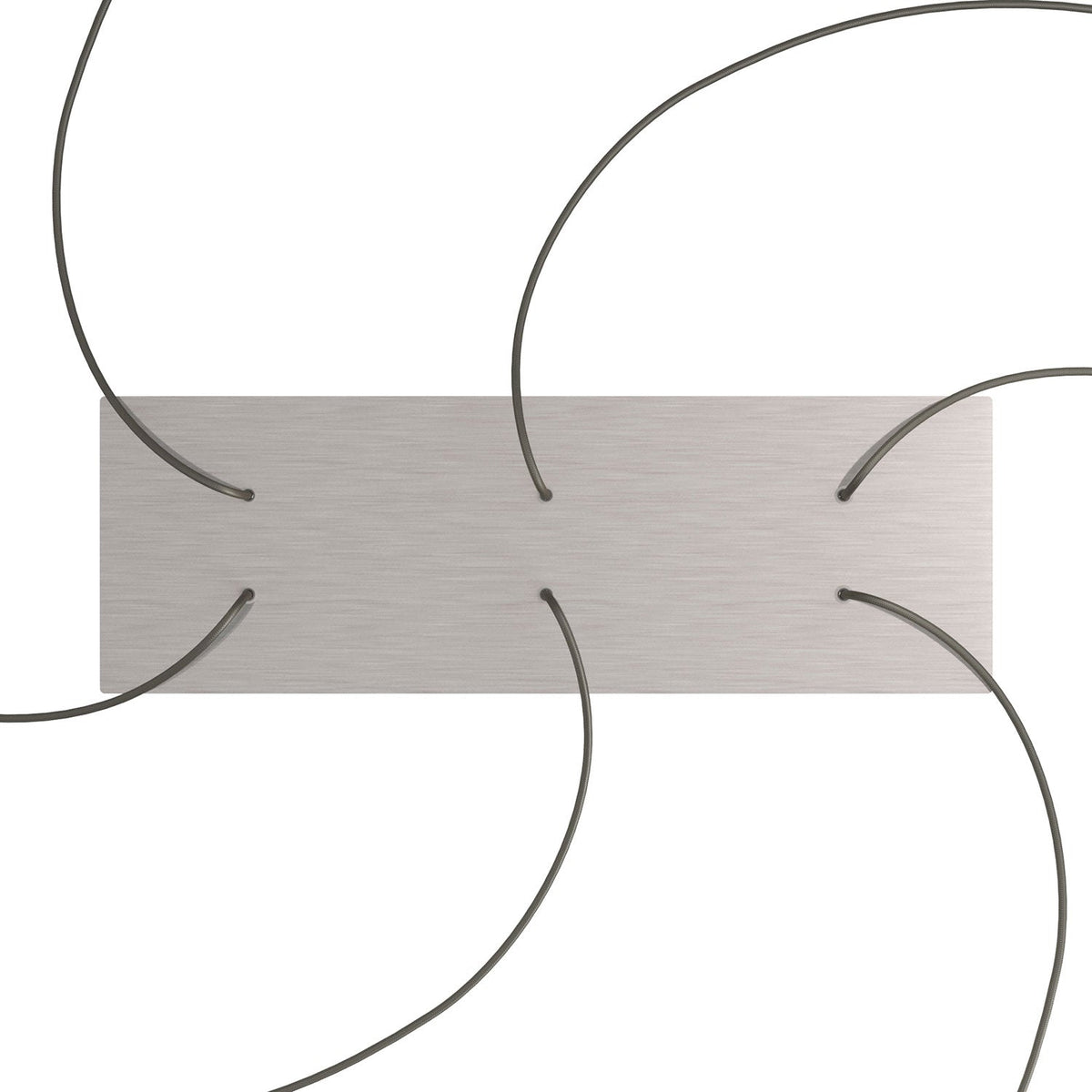Rosone XXL Rose-One rettangolare a 6 fori e 6 fori laterali, dimensioni 675 x 225 mm - Dibond Acciaio satinato Bianco