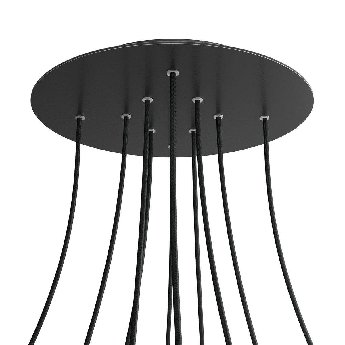 Rosone XXL Rose-One rotondo, diametro 400 mm con 10 fori e 4 fori laterali - Nero opaco Nero