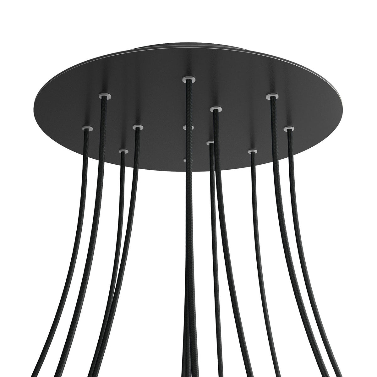 Rosone XXL Rose-One rotondo, diametro 400 mm con 12 fori e 4 fori laterali - Nero opaco Nero
