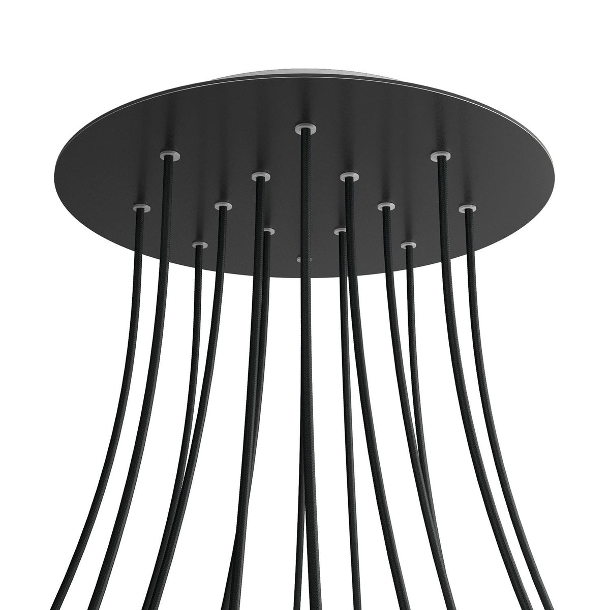Rosone XXL Rose-One rotondo, diametro 400 mm con 14 fori e 4 fori laterali - Nero opaco Bianco