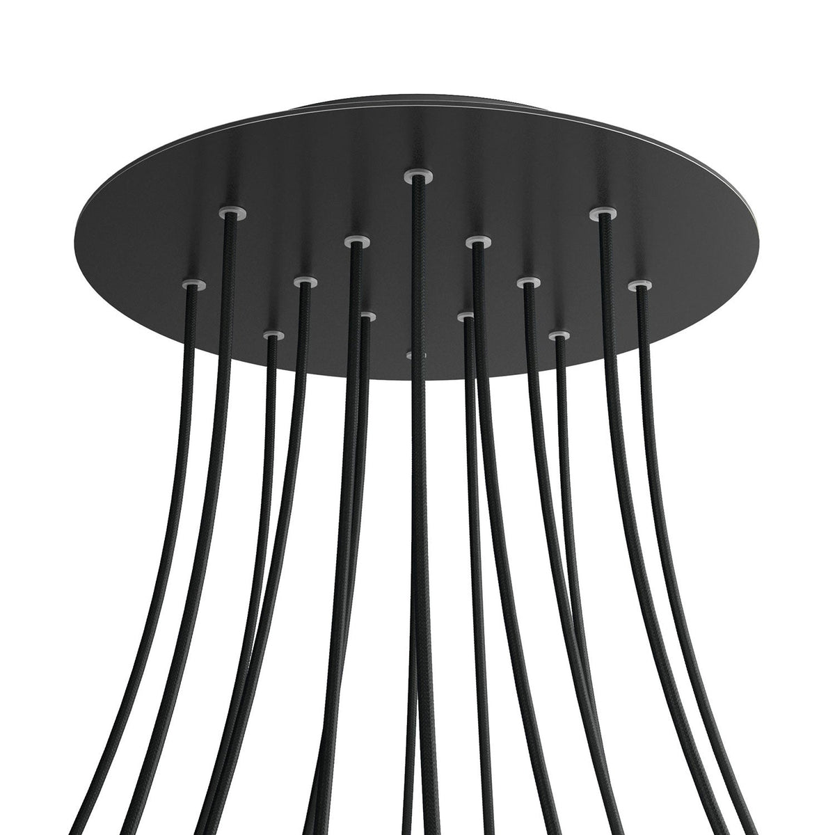 Rosone XXL Rose-One rotondo, diametro 400 mm con 14 fori e 4 fori laterali - Nero opaco Nero