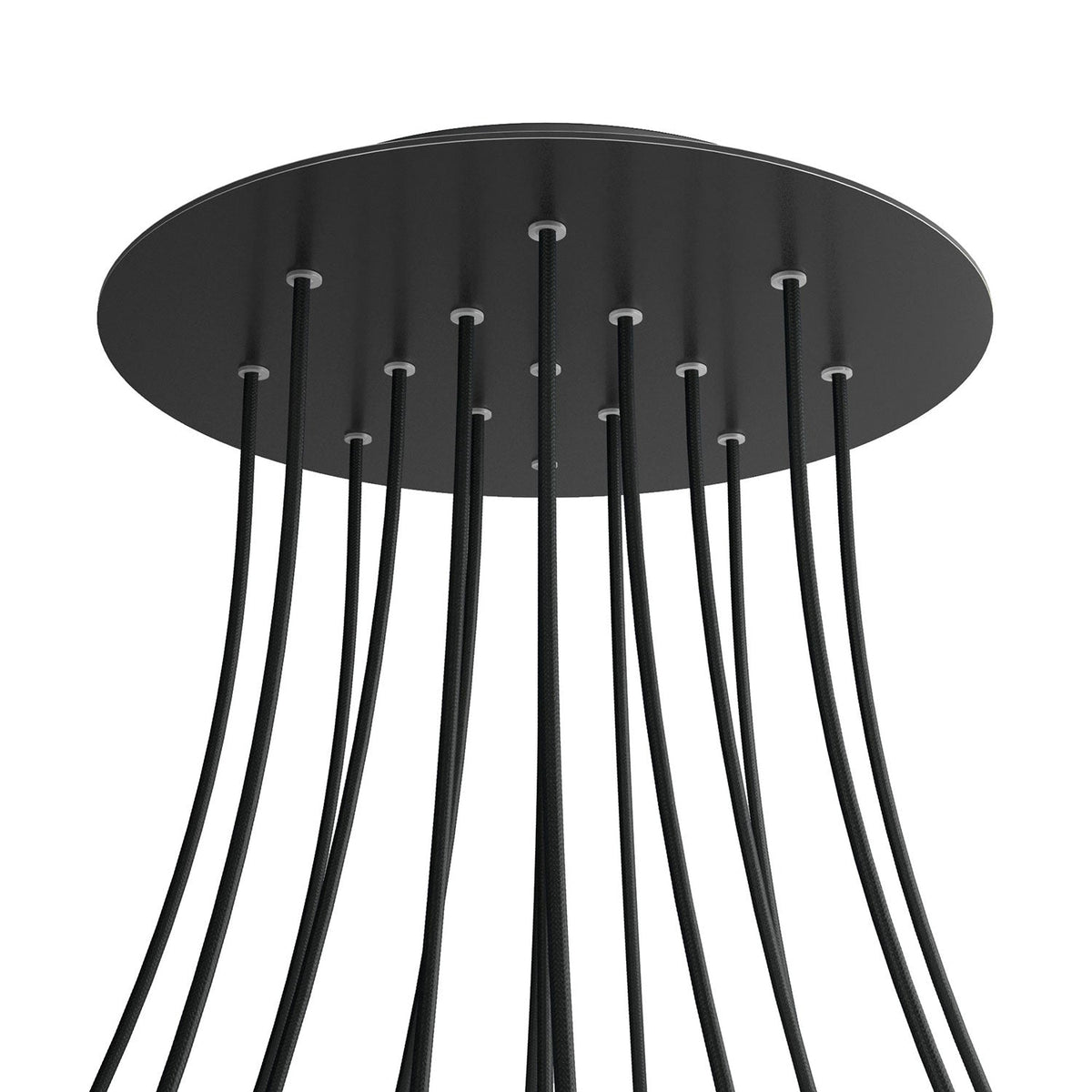 Rosone XXL Rose-One rotondo, diametro 400 mm con 15 fori e 4 fori laterali - Nero opaco Nero