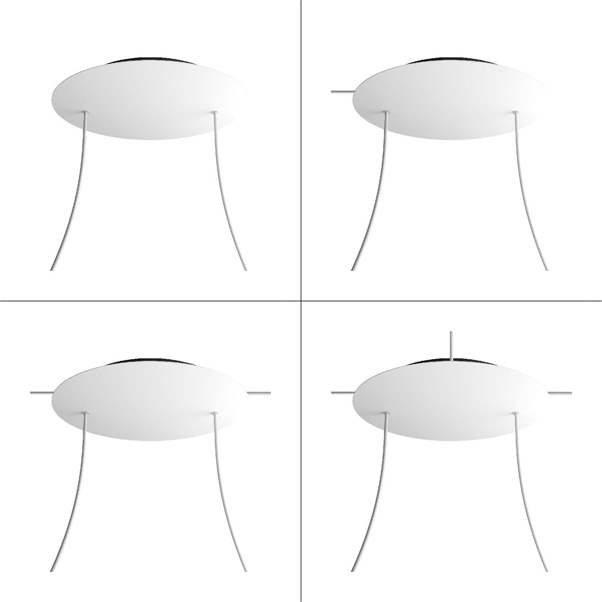 Rosone XXL Rose-One rotondo, diametro 400 mm con 2 fori e 4 fori laterali - Bianco opaco Nero