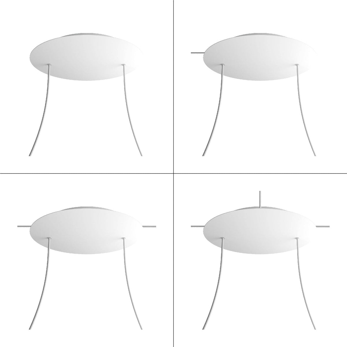 Rosone XXL Rose-One rotondo, diametro 400 mm con 2 fori e 4 fori laterali - Bianco opaco Bianco