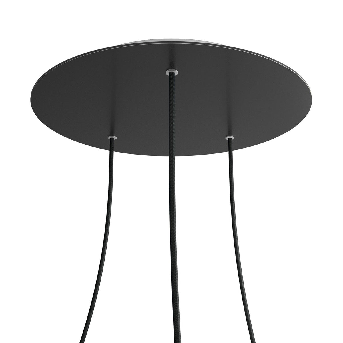 Rosone XXL Rose-One rotondo, diametro 400 mm con 3 fori e 4 fori laterali - Nero opaco Bianco