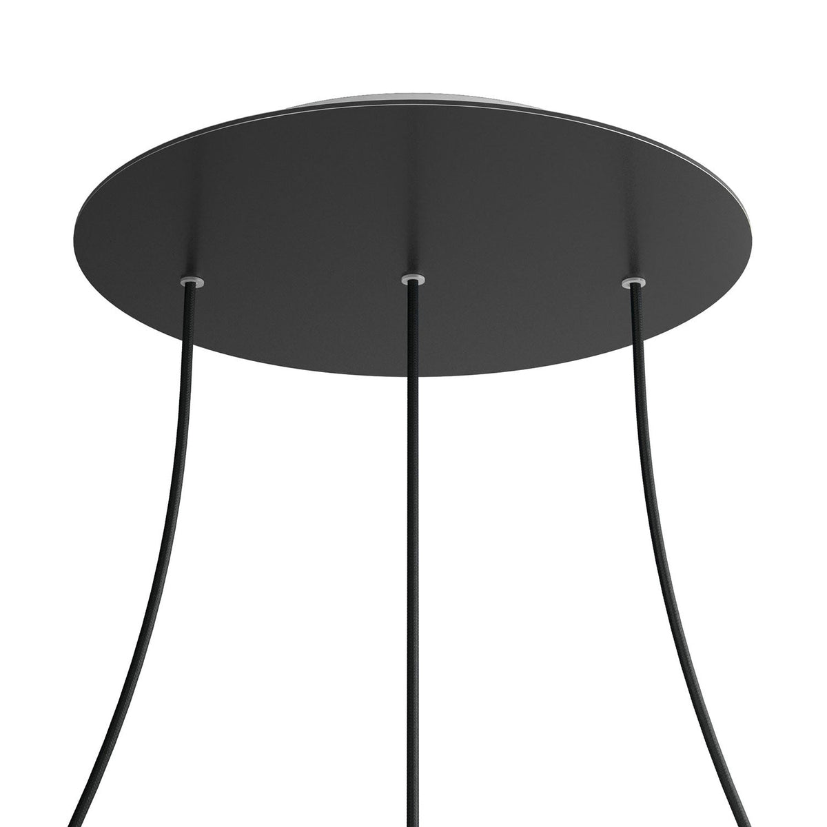 Rosone XXL Rose-One rotondo, diametro 400 mm con 3 fori in linea e 4 fori laterali - Nero opaco Bianco