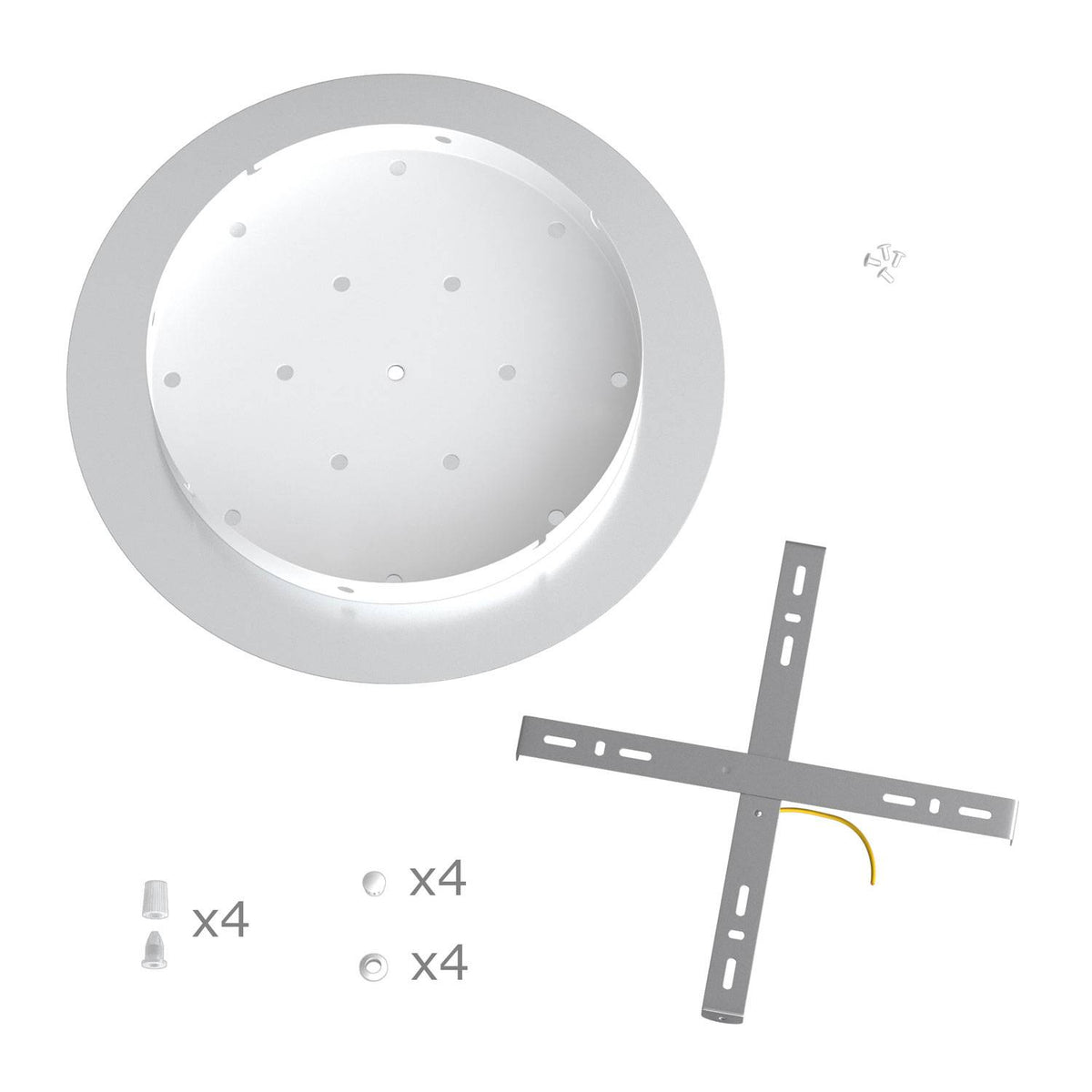 Rosone XXL Rose-One rotondo, diametro 400 mm con 4 fori e 4 fori laterali - Antracite Bianco