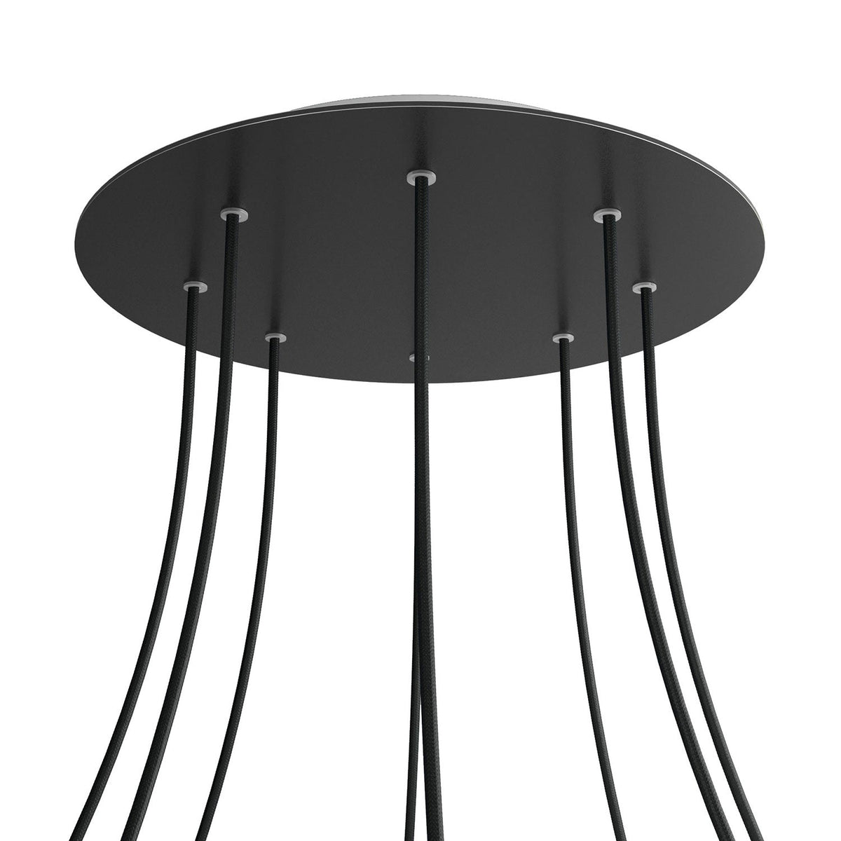 Rosone XXL Rose-One rotondo, diametro 400 mm con 8 fori e 4 fori laterali - Nero opaco Bianco