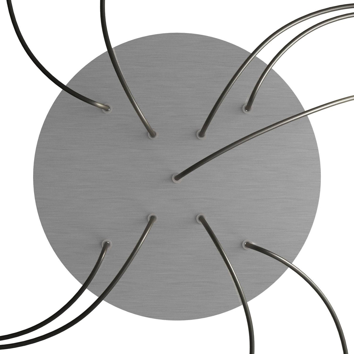 Rosone XXL Rose-One rotondo, diametro 400 mm con 9 fori a X e 4 fori laterali - Dibond Acciaio satinato Bianco
