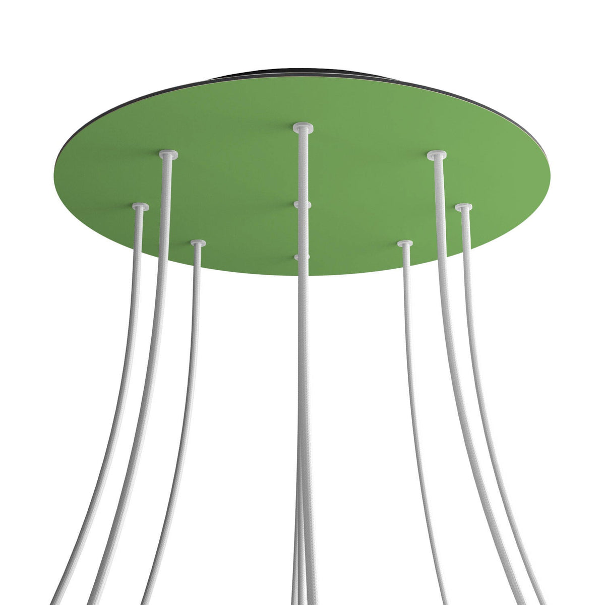 Rosone XXL Rose-One rotondo, diametro 400 mm con 9 fori e 4 fori laterali - Verde prato Nero