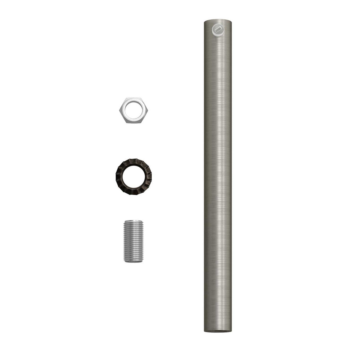 Serracavo cilindrico in metallo lunghezza 15 cm completo di tige, dado e rondella - Titanio satinato
