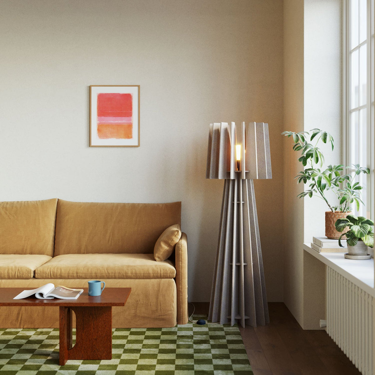 SHHINE lampada da terra in materiale fonoassorbente - Tortora melange
