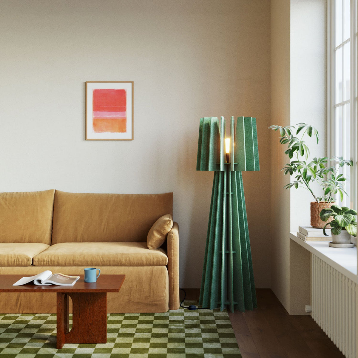 SHHINE lampada da terra in materiale fonoassorbente - Verde melange