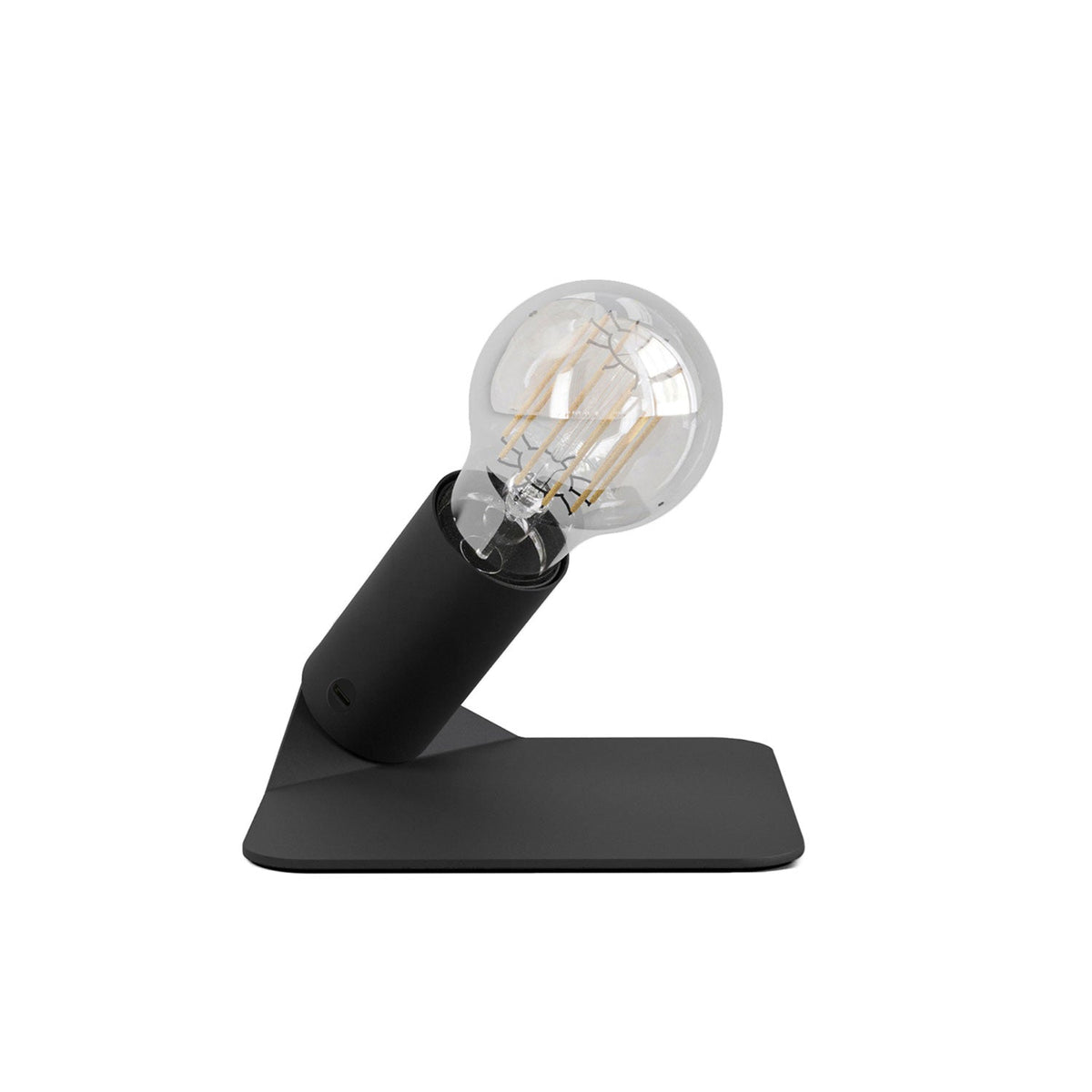 SI! Lampada da tavolo a 5V con lampadina A60 e base metallica - Nero