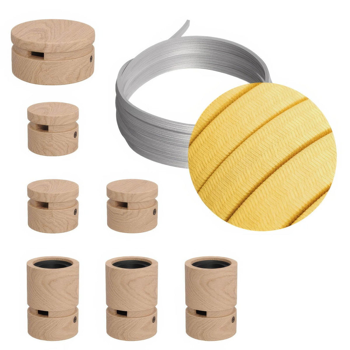 Sistema Filé Linear Kit - con cavo CM10 di 5 m per catenaria e 7 componenti in legno per interni