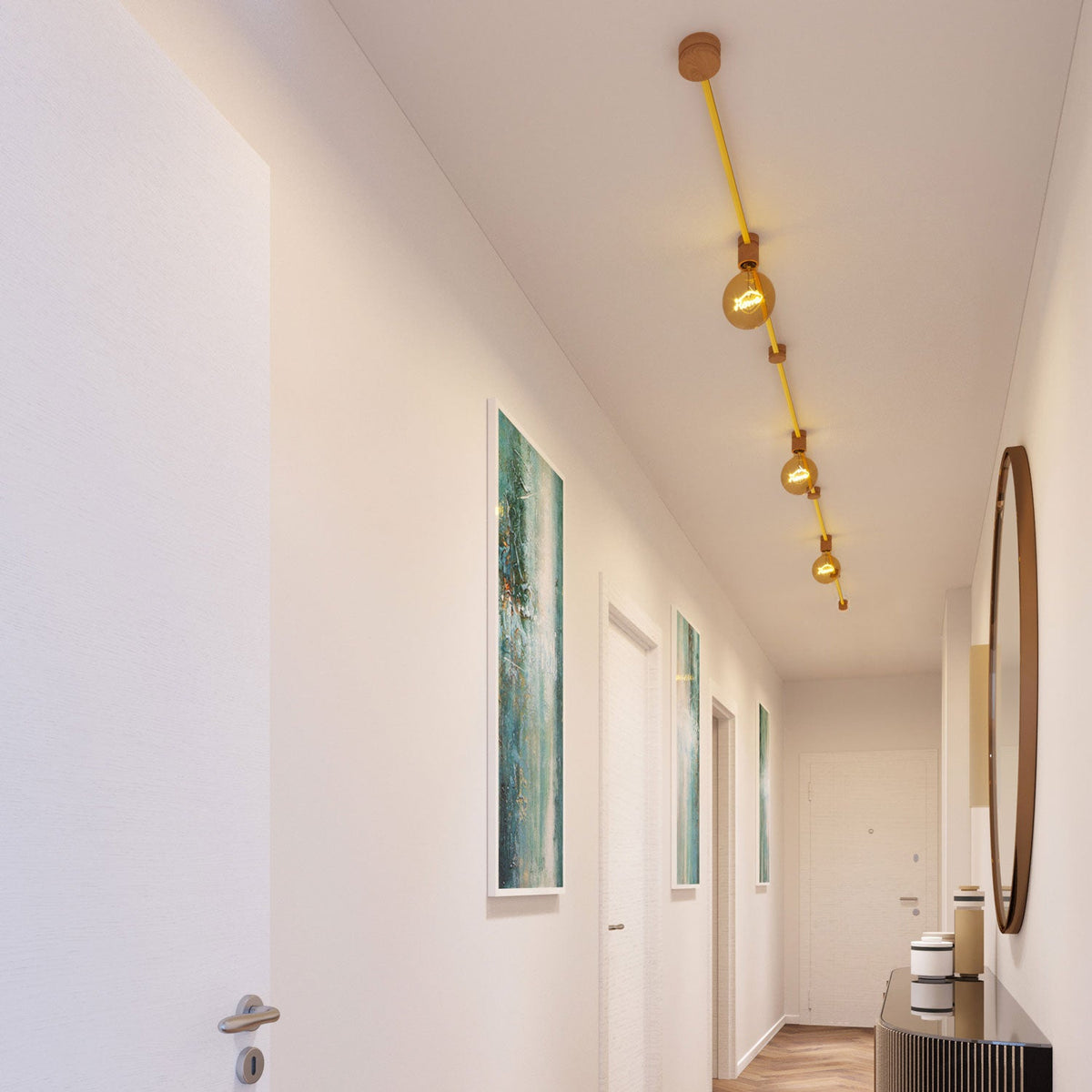 Sistema Filé Linear Kit - con cavo CM10 di 5 m per catenaria e 7 componenti in legno per interni