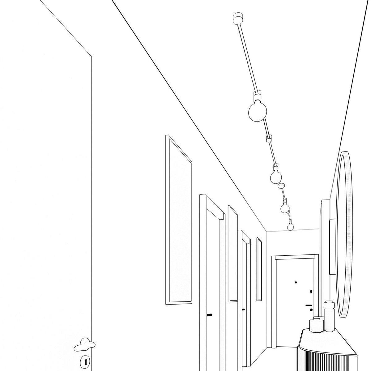 Sistema Filé Symmetric Kit - con cavo ECC37 di 5 m per catenaria e 9 componenti in legno per interni