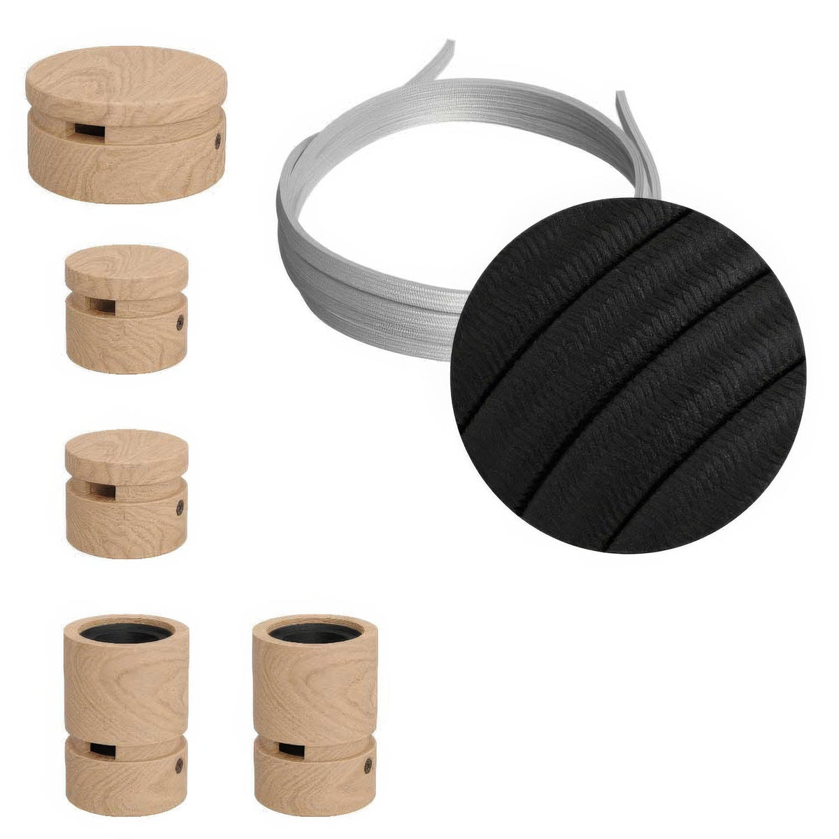 Sistema Filé Wiggle Kit - con cavo CM04 di 3 m per catenaria e 5 componenti in legno per interni