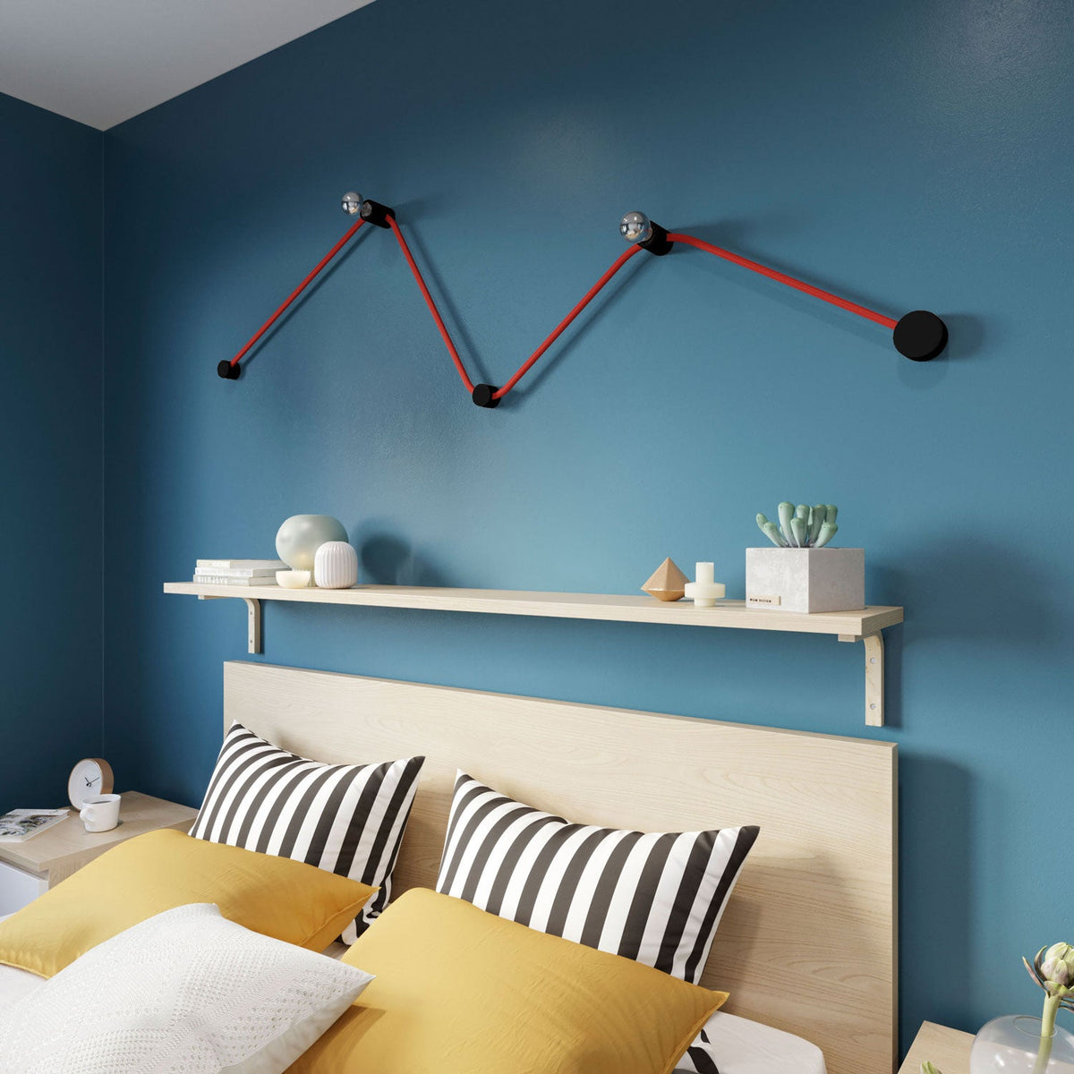Sistema Filé Wiggle Kit - con cavo CM09 di 3 m per catenaria e 5 componenti in legno verniciato nero per interni