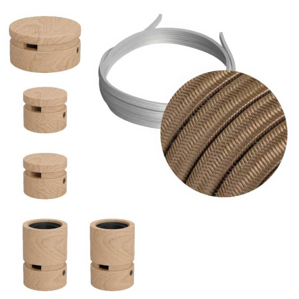 Sistema Filé Wiggle Kit - con cavo CM27 di 3 m per catenaria e 5 componenti in legno per interni