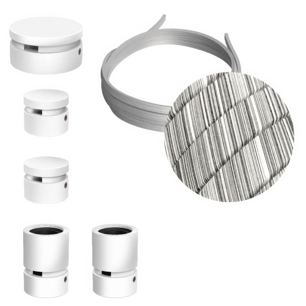 Sistema Filé Wiggle Kit - con cavo ECC37 di 3 m per catenaria e 5 componenti in legno verniciato bianco per interni