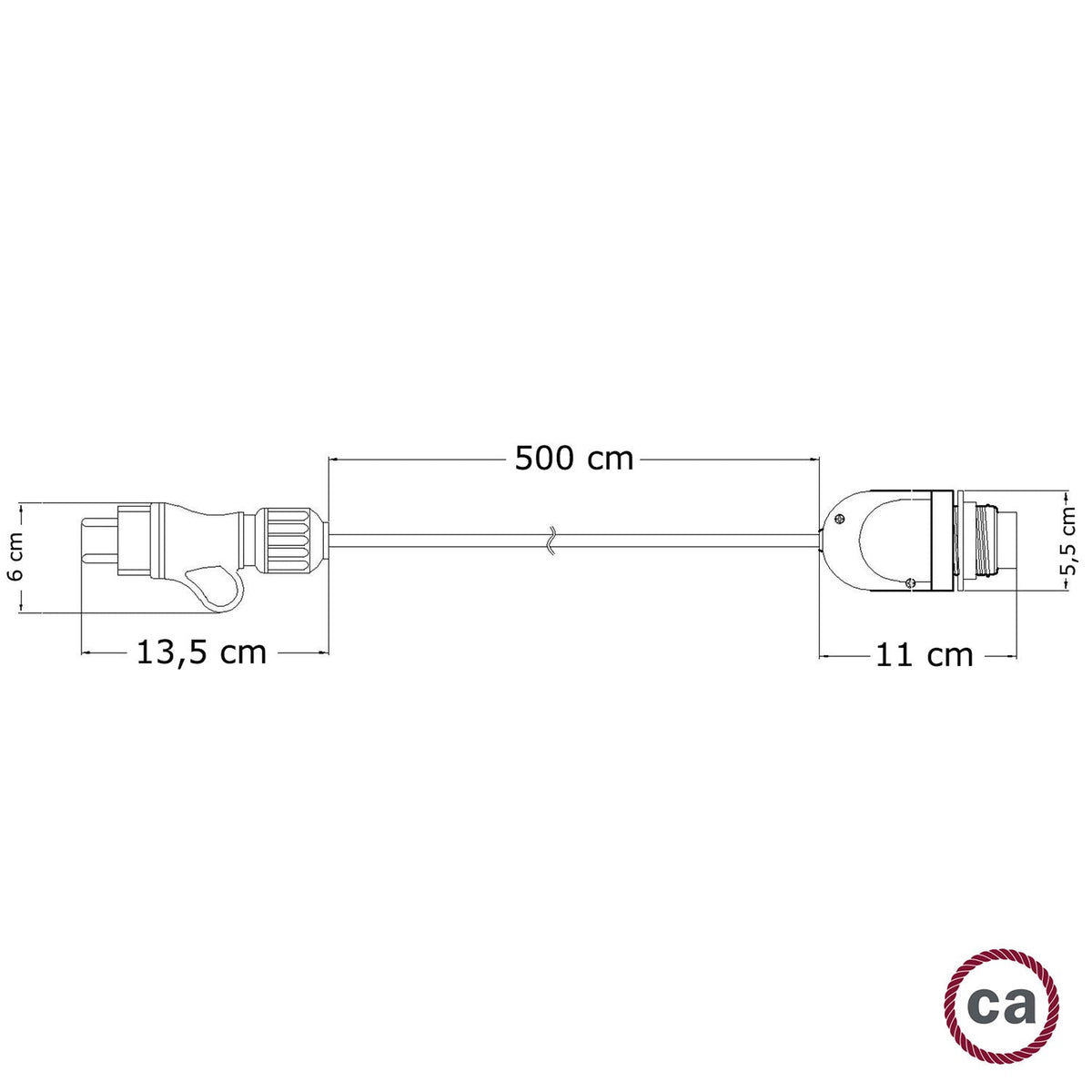 Snake Modulair, lampada portatile per esterni, 5 m cavo tessile, portalampada IP65 e spina - Nero