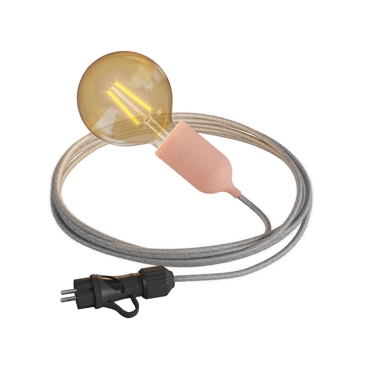 Snake Modulair Pastel, lampada portatile per esterni, 5 m cavo tessile, portalampada IP65 e spina - Salmone