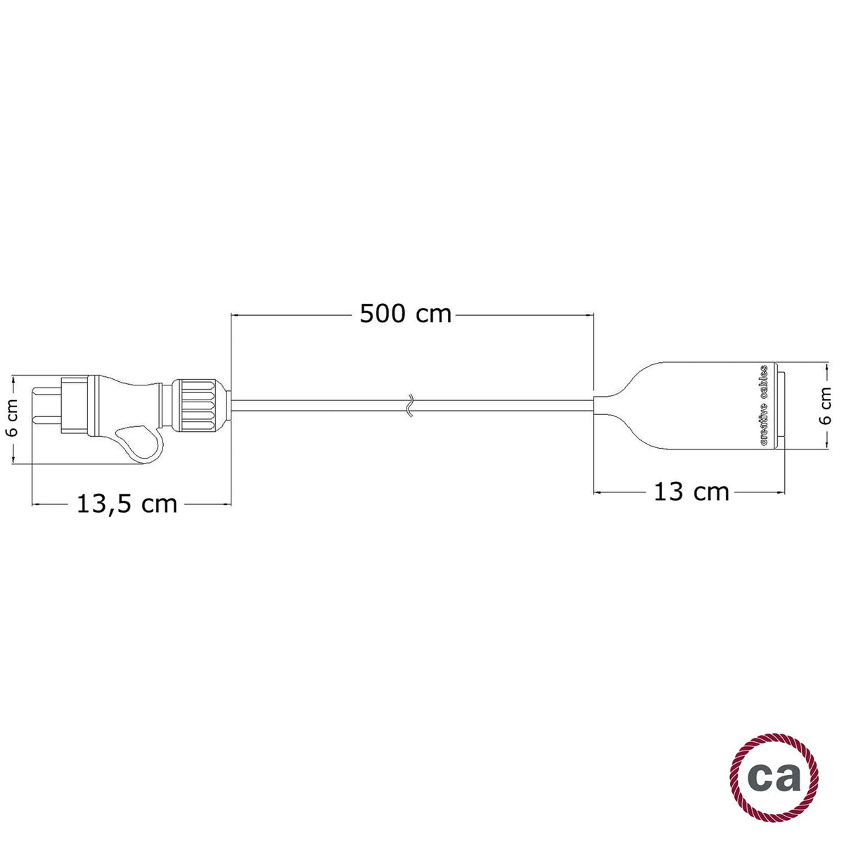 Snake Modulair Pastel, lampada portatile per esterni, 5 m cavo tessile, portalampada IP65 e spina - Salmone