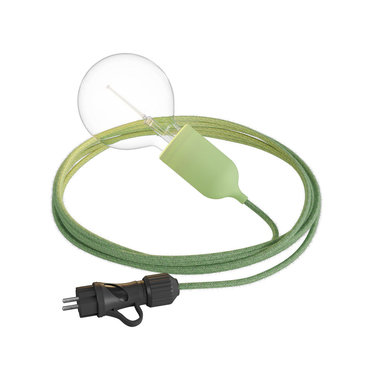 Snake Modulair Pastel, lampada portatile per esterni, 5 m cavo tessile, portalampada IP65 e spina - Verde prato