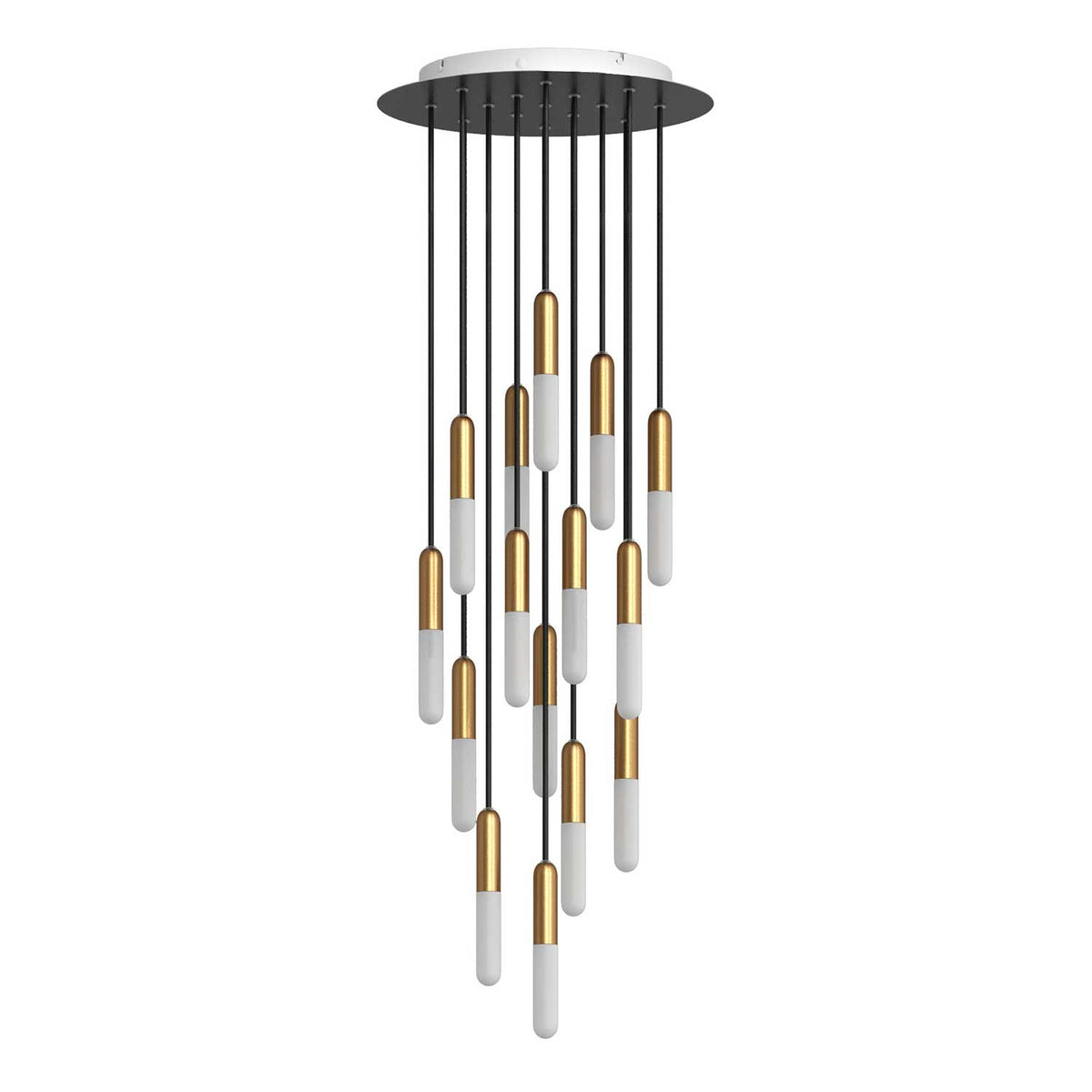 Sospensione a 15 cadute completa di P-Light e Rose-One 400mm - Ottone
