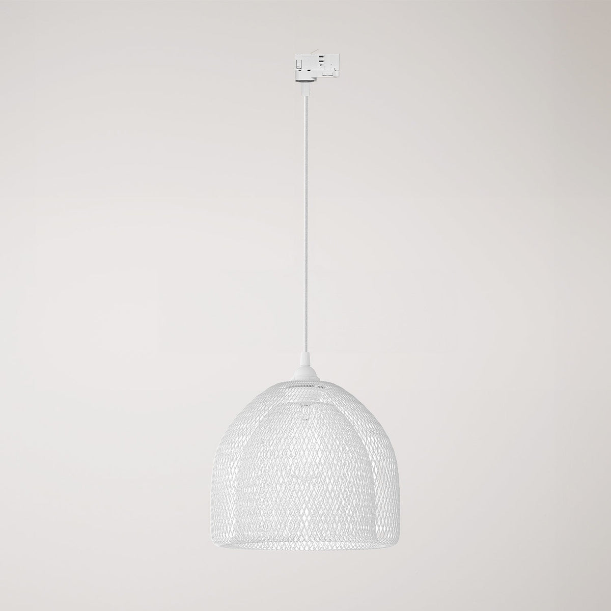 Sospensione con paralume a gabbia Ghostbell XL per binari - Bianco