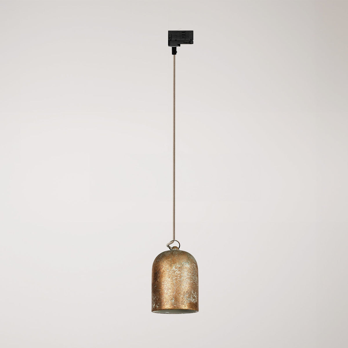 Sospensione per binario con paralume mini Campana in ceramica - Effetto verde rame