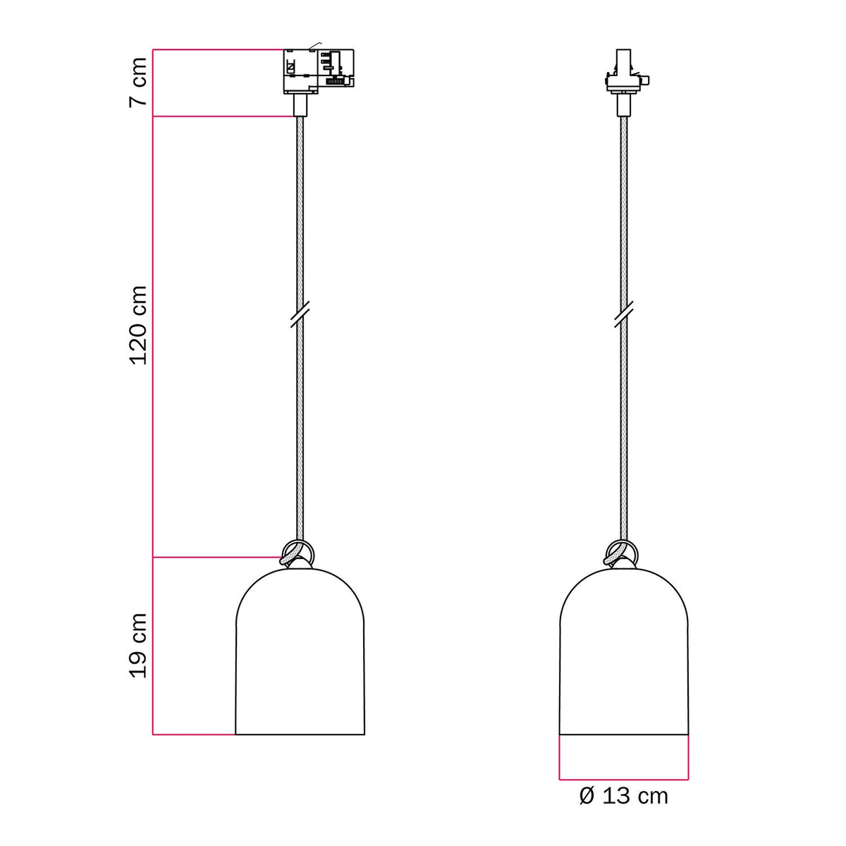 Sospensione per binario con paralume mini Campana in ceramica - Lavagna