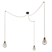 Spider - Lampada a sospensione multipla a 3 cadute con paralume Drop - Nero