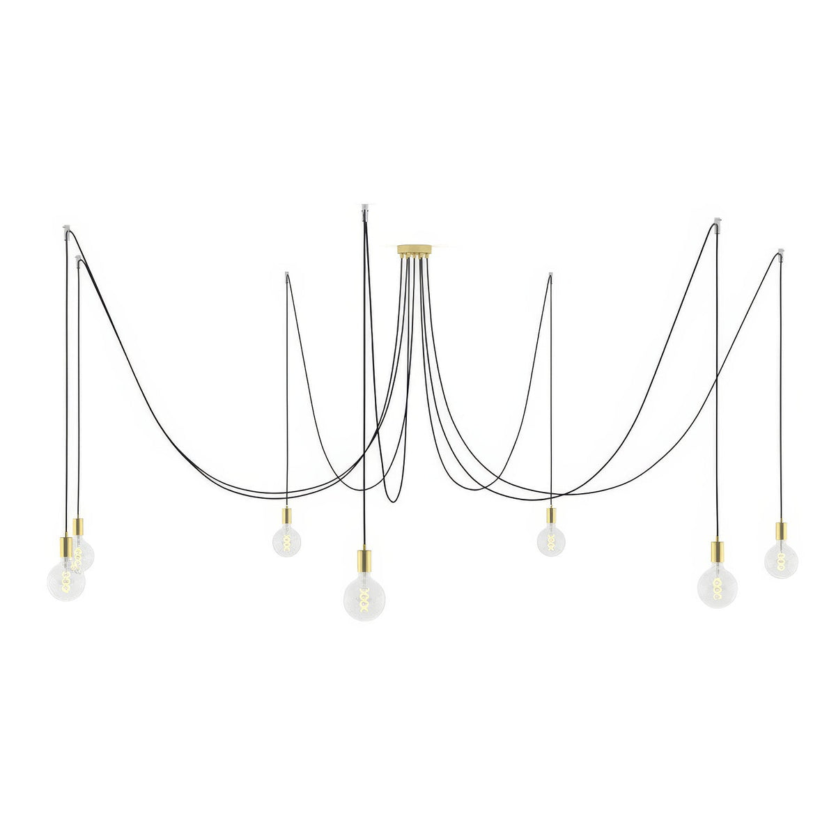 Spider - Lampada a sospensione multipla a 7 cadute con finiture in metallo - Ottone