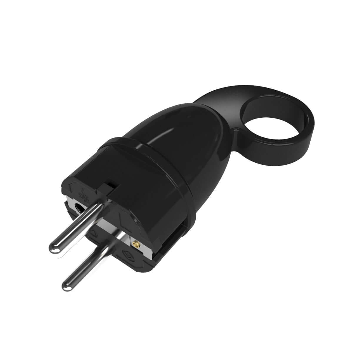 Spina Schuko Confort con anello 16A 250V - Nero