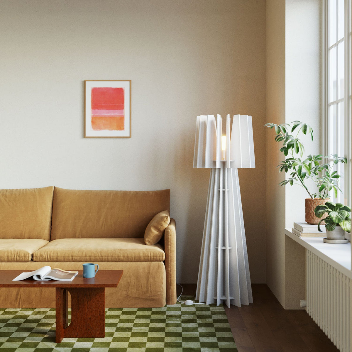 Struttura per lampada da terra SHHINE in materiale fonoassorbente - Bianco melange
