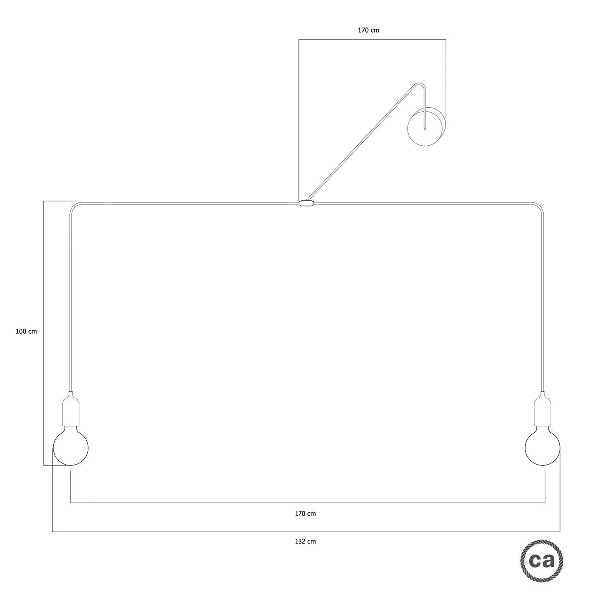 T-Snake Modulair Lampada da esterno IP65 a 2 luci con rosone - Blu carta da zucchero