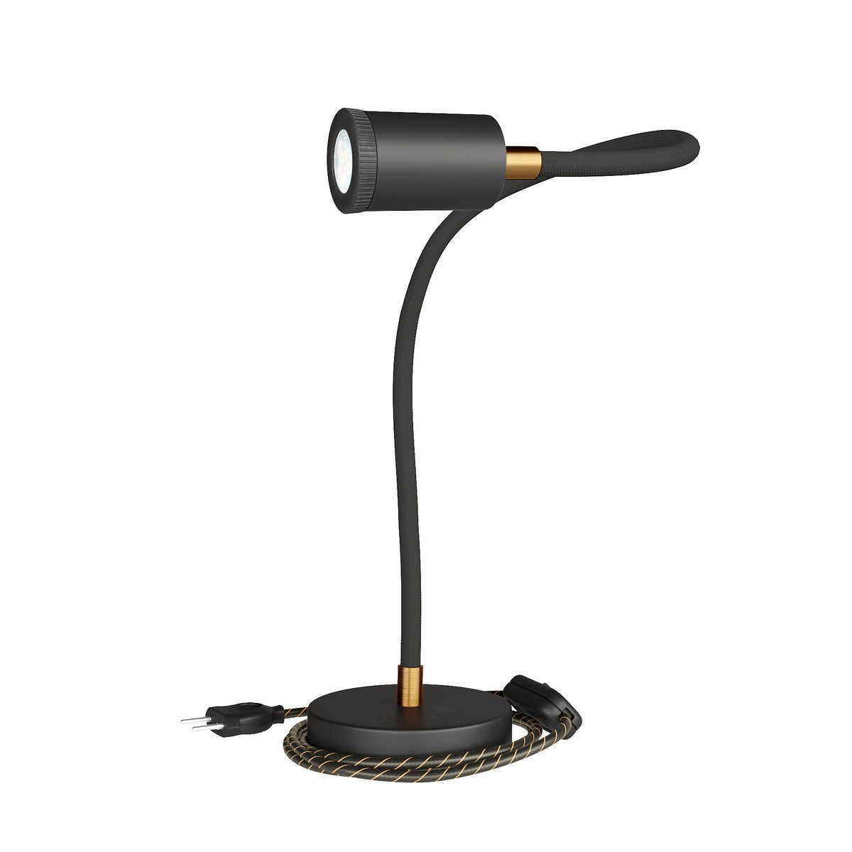 Table Flex GU1d0 lampada da tavolo snodabile con mini faretto LED - Nero