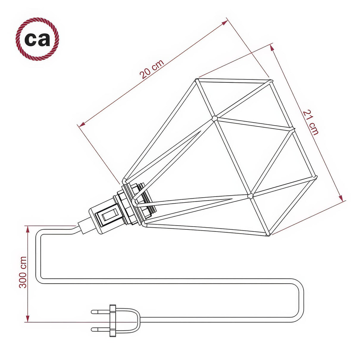 Table Snake - Lampada plug-in con paralume a gabbia Diamond - Rame