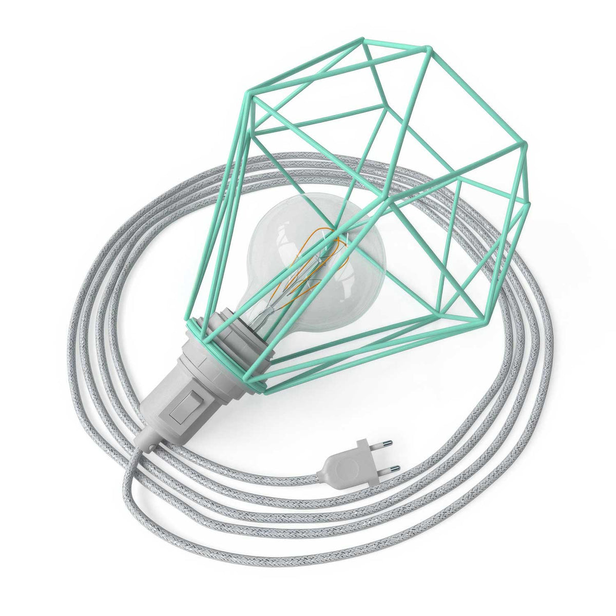 Table Snake - Lampada plug-in con paralume a gabbia Diamond - Turchese