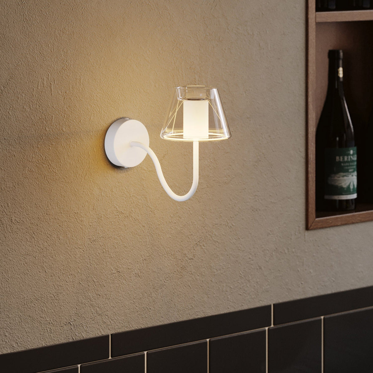 Tubo curvo di estensione a S per lampada, 16,5 cm in metallo - Bianco
