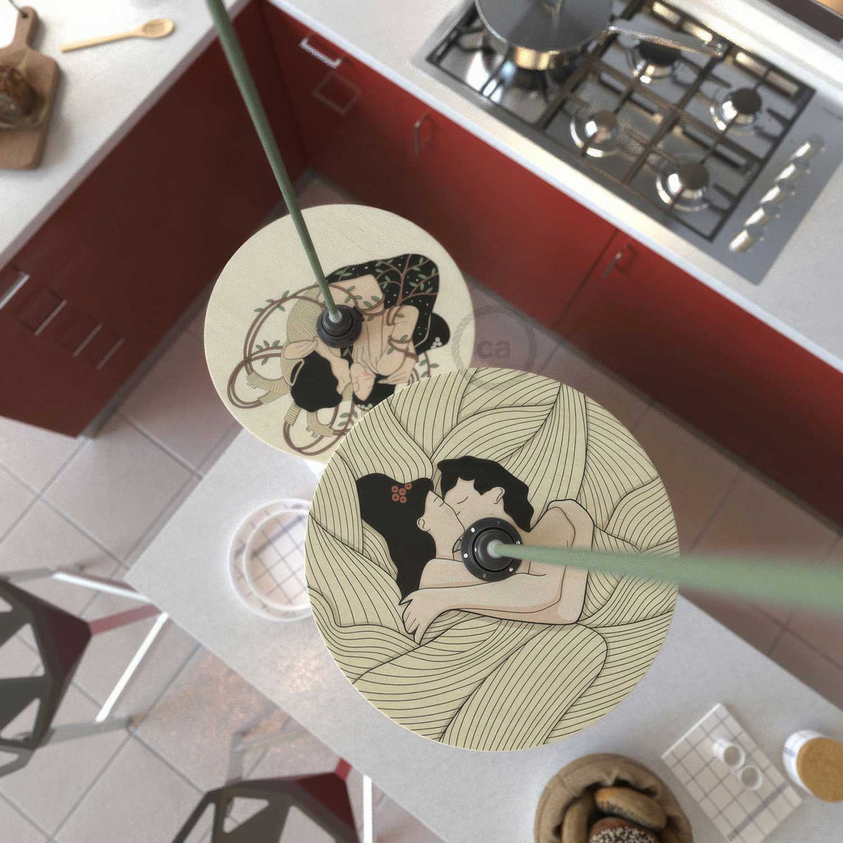 UFO Paralume in legno Special Edition Illustratori Italiani, double face, diametro 33 cm - Carolina Zuniga